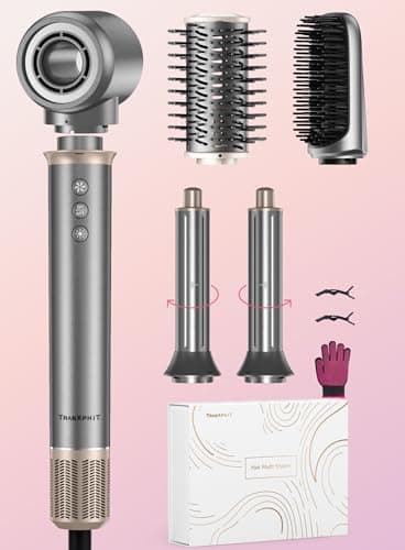TRANXPHIT 5-in-1 High Speed Hair Dryer Brush – Ionic Hot Air Brush Styler Set for Fast Drying, Straightening, Curling & Volumizing – Lightweight Travel Design Hair Styling Tool