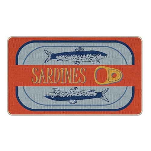 Livcoz Sardines Can Welcome Front Door Mat, Coastal Beach Seafood Fish