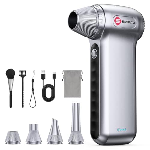 Electric Air Duster 180000RPM, Powerful Cordless Compressed Air Duster with 3-Speed Mini Air Duster Blower, Rechargeable Dust Cleaner for Computer Keyboard, PC, Car, Outdoor & Home Cleaning