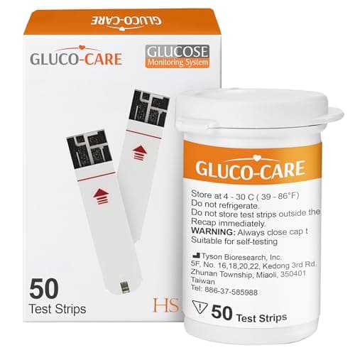 GLUCO-CARE Glucose Test Strips 50/bx, High Acuracy and Fast Results, Diabetes/Sugar Testing