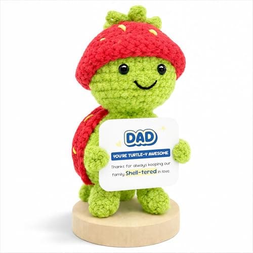 THEGIFTY Handmade Emotional Support Turtle – Crochet Doll for Positivity & Desk Decor, Crochet Animals for Dad – “You’re Turtle-y Awesome” – Birthday, Appreciation Gift, for Dad
