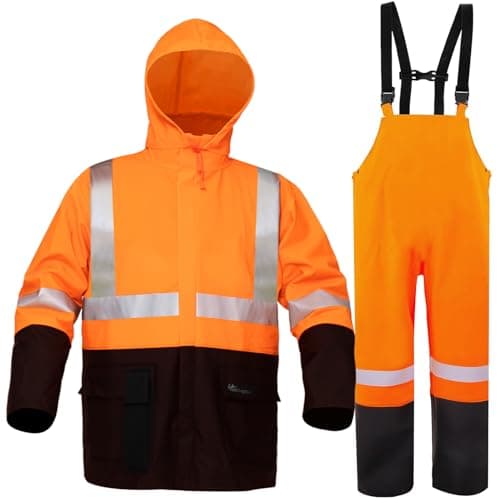 Rain Suit For Men & Women Waterproof Heavy Duty Rain Gear Outdoor All-Sport Work Fishing Jacket & Trouser Raincoats(Orange,Medium)