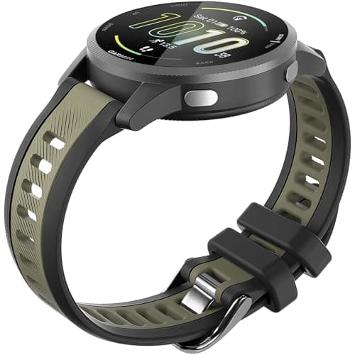 Stripe Silicone 20mm Band Compatible with Garmin Forerunner 165/Vivoactive 5/Venu/Sq/Venu 2 Plus, Soft Rubber Breathable Sport Strap Quick Release Wristband Loop for Men Women
