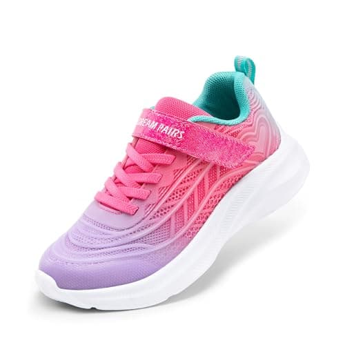 DREAM PAIRS Girls Shoes Kids Tennis Sparkle Ease Running Athletic Lightweight Sneakers for Little/Big Kids Toddler,Size 6 Toddler,Purple/Hot Pink,SDRS2411K