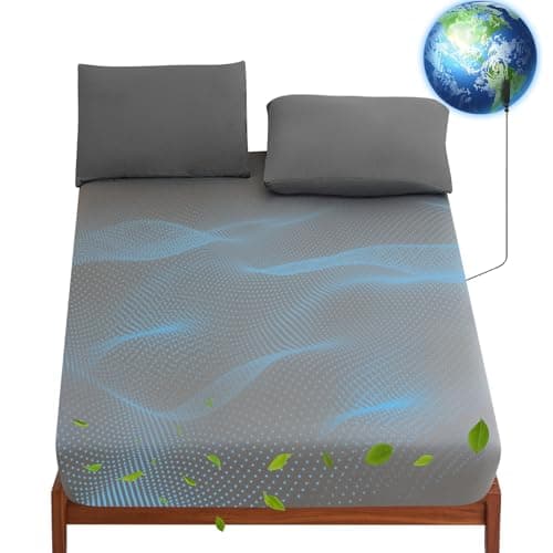 Levoo Grounding Sheets King 90% Organic Cotton + 10% Pure Silver Fitted Grounded Sheet for Healthy Sleep Therapy Earth Connected Bed Sheet with Long Grounding Cord (Gray 78"x 80"x 16")