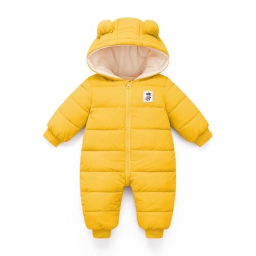 JiAmy Baby Winter Snowsuit,Girls and Boys Hooded Warm Romper,Infant Clothes Jumpsuit Newborn baby Winter Outfits for 3-6 Months