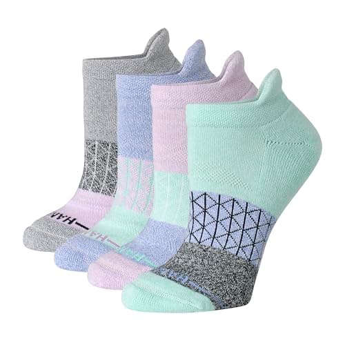 Hanes Women's Cushioned No Show Tab Socks, Absolute Active No Show Socks for Women, 4-Pairs
