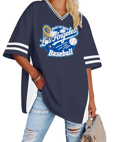 Women's Oversized Baseball Shirt Game Day Tee Soft Breathable Casual Sports Fan Top