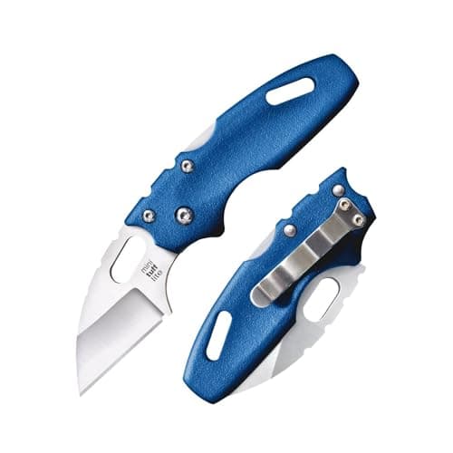 Cold Steel Mini Tuff Lite 2" 4034SS Sheepsfoot Razor-Sharp Blade 3" Griv-Ex Blue Handle Everyday Carry Pocket Folding Knife