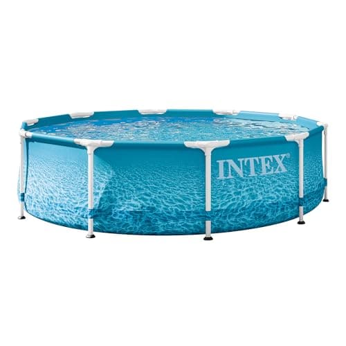 INTEX Beachside Metal Frame 10ft x 30in Round Above Ground Swimming Pool