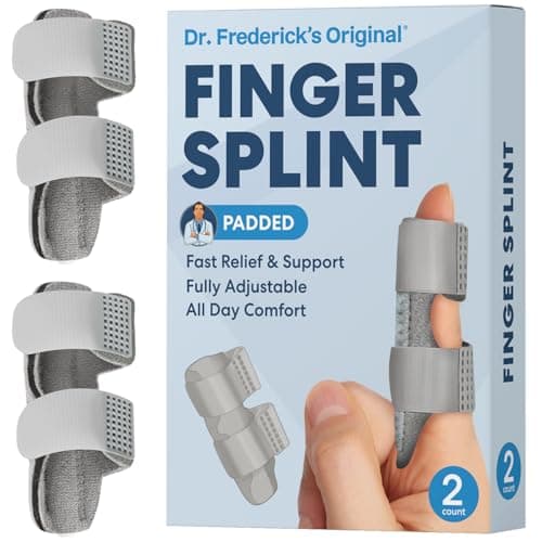 Dr. Frederick's Trigger Finger Splint - 2 ct - HSA/FSA - Index, Middle & Ring Fingers - Padded Brace for Arthritis, Mallet Finger, Tendonitis - Adjustable, Doctor-Developed - Regular Gray