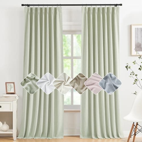 Kayne Studio Soft Green Pinch Pleated Full Blackout Curtains 95 Inches Long