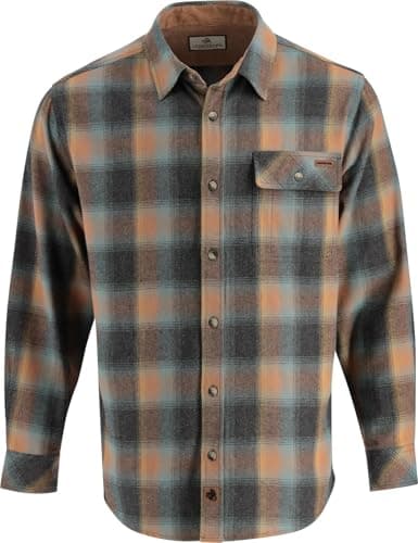 Legendary Whitetails Mens Long Sleeve Button Down 100% Cotton Flannel Shirt, Sky Plaid, Medium