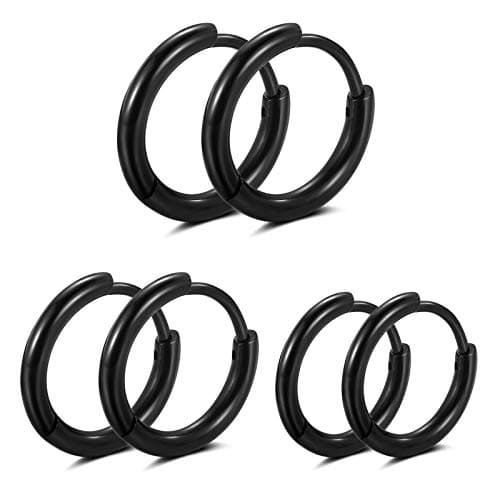 316L Surgical stainless steel hoop earrings 8mm/10mm/12mm Hypoallergenic Huggie Earrings Small Hoop Sliver Black Sleeper Earrings For Women Men