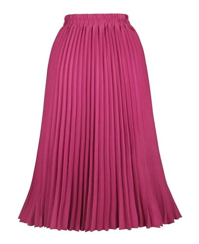 THHGPO Women's Pleated Skirts A-Line Swing Skirt Fuchsia XXL