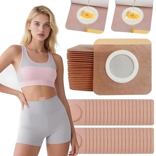 Rayyl 40Pcs Castor Oil Patches Belly Button (2.75"x2.75") - Leak-Proof Adhesive Pads for Sleep, Travel, Organic Cotton Highly Absorbent for Gentle Skin Self-Adhesive & No-Wash (40pcs-Square)