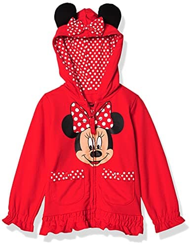Disney girls Minnie Polka-dot Bow Hoodie Hooded Sweatshirt, Red, 5T US