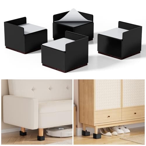ZDDLOINP L-Shaped Furniture Risers Bed Risers, 2 Inch, 4 Pack, Black