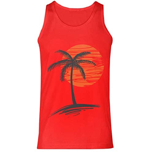 Kamaple Palm Tree Men's Fitness Tanks Tops T Shirt Red