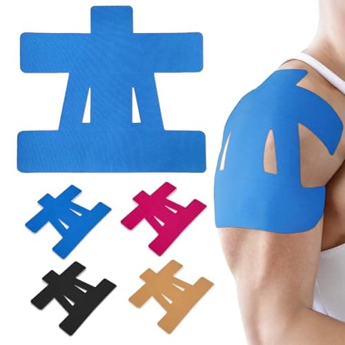12 Count Kinesiology Tape for Shoulder,Shoulder Tape for Pain Relief,Pre-Cut for Easy use. Stretchy Cotton Material ensures Comfortable wear with Hypoallergenic Adhesive Lasting 4-7 Days(Blue)