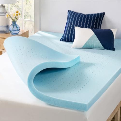 Best Price Mattress 1.5 Inch Ventilated Memory Foam Mattress Topper, Cooling Gel Infusion, CertiPUR-US Certified, Dorm Essentials, Full