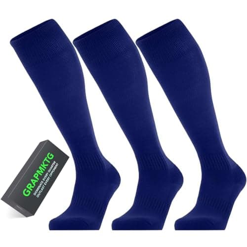 GRAPMKTG 3 Pack Soccer Socks for Men and Women, Knee-Length Black