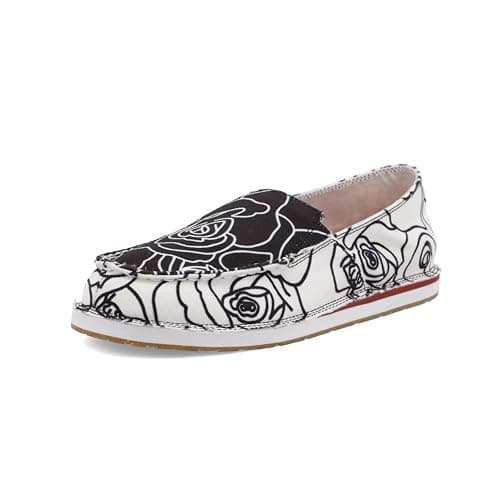 Twisted X Women's Slip On Loafer, Black & White, 11 M