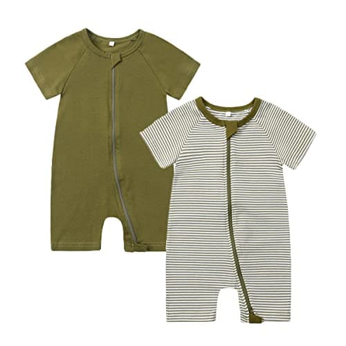 Baby Boy Girl Rompers Infant Short Sleeve Summer Zipper Footless Clothes