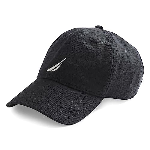 Nautica Mens Classic Logo Adjustable Baseball-Cap Hat Baseball caps, True Black, One Size US