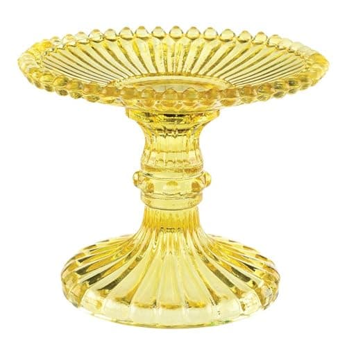 47th & Main Decorative Footed Glass Stand, 5" Diameter x 4" Tall, Yellow