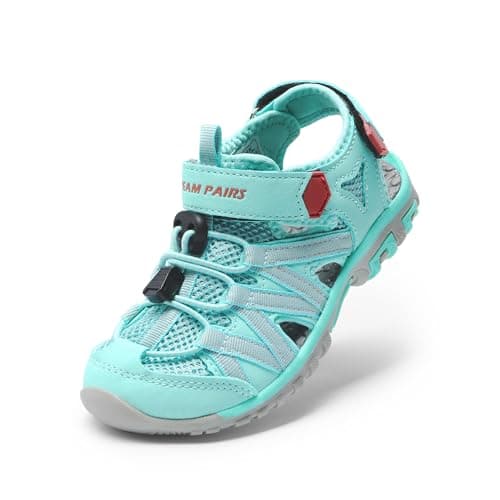 DREAM PAIRS Boys Girls Closed-Toe Outdoor Summer Sport Sandals for Toddler/Little/Big Kid,Size 5 Toddler,Light/Green/Coral,181108K