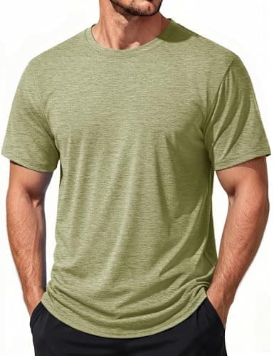 MAGCOMSEN Mens Quick Dry Short Sleeve Shirts Athletic Workout T Shirts Cooling Performance Running Shirt Sun Protection Summer Green S