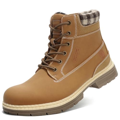 ANJOUFEMME Men's Winter Hiking Boots, Yellow, 11