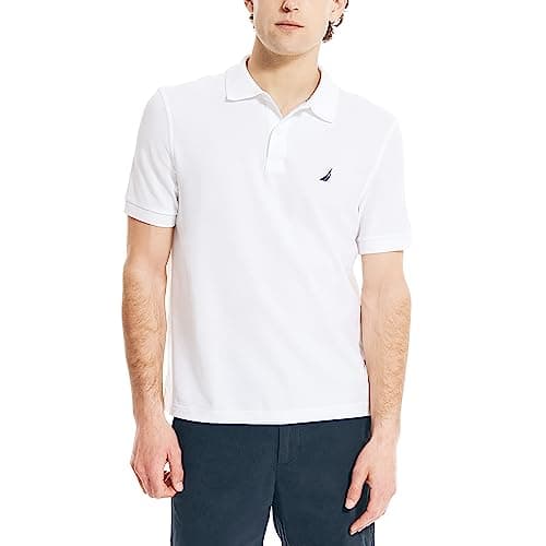 Nautica Men's Short Sleeve Solid Deck Polo Shirt, Bright White, X-Large