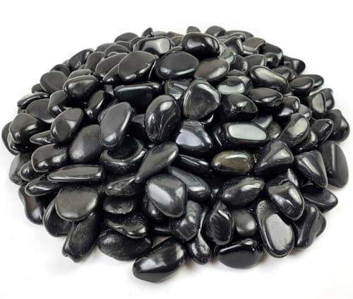 YISZM Black Pebbles for Indoor Plants, Natural Polished River Rocks, Small Decorative Stones for Planters Vase Fish Tank Aquariums Landscaping Garden, 10lbs