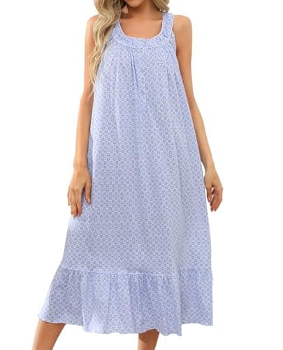 IZZY + TOBY Nightgowns for Women Knit Cotton Night Dress Soft Sleeveless Ladies Gowns