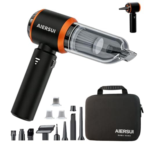 AIERSUI Handheld Cordless Vacuum Cleaner, 4-in-1 Portable mini car Vacuum Cleaner, car Vacuum Cleaner and Hair Dryer, car Type-C Charging, Office Desk, Keyboard, pet Hair (Upgraded Version)