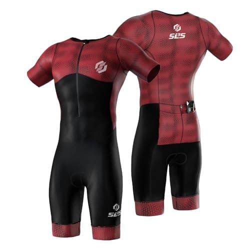 SLS3 Triathlon Suits Mens - Aerodynamic Sleeved Tri Suit Men – Lightweight Trisuit with Premium FX Fabrics - 2 Pockets (Flash, Large)