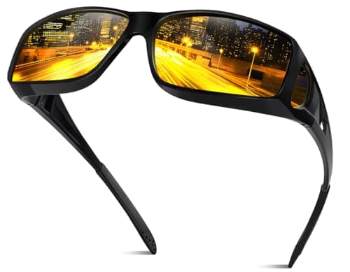 Bio-th Fit Over Night Vision Driving Glasses,Anti-Glare Yellow Tinted Lens