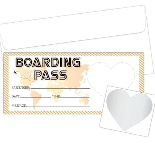 Lesixur Plane Tickets Surprise Trip Reveal, Boarding Pass Ticket, Scratch-Off Travel Tickets, Surprise Destination Revealed Card with Envelopes for Wedding Anniversaries Christmas Birthday-002-1