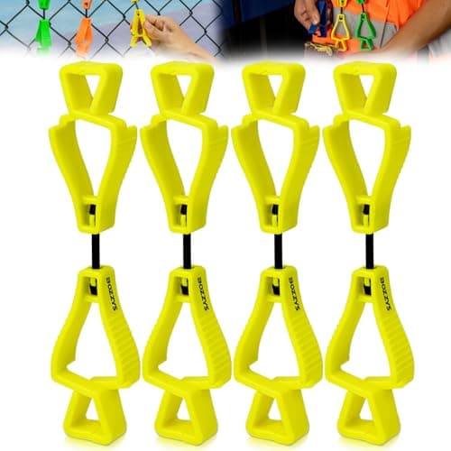 BOZZYS Glove Clips for Work Glove Holders 4-Pack | Yellow Z-Shaped Clips for Tool Belts & Hard Hats | (360° Anti-Drop) Never Lose Gloves on Construction Sites