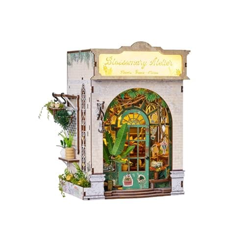Flower Shop Miniature House Kit with LED, White Blossomary Atelier