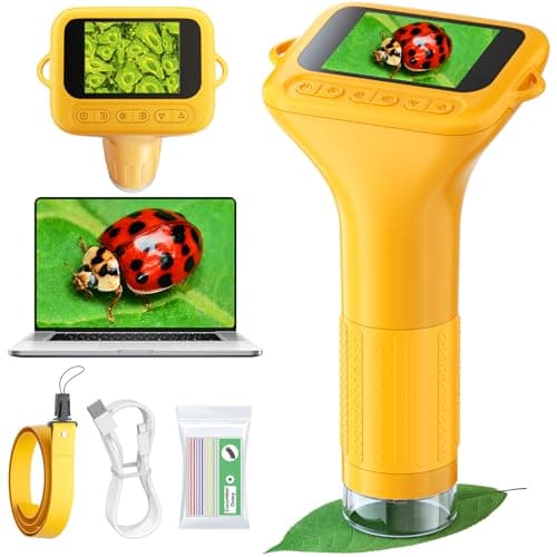 Odatay 1000X Digital Kids Microscope Kit with 12 Slides & 2" Screen, Orange