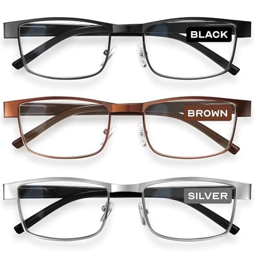 BLS Businessman Rectangular Reading Glasses - Professional Durable Readers - Blue-Light Blocking Lenses
