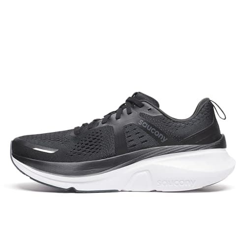 Saucony Women's Guide 18 Sneaker, Black/White, 12 Wide