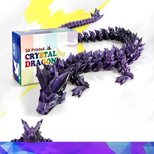 HyBaiS 30in Giant 3D Printed Dragon Model, Oversized Poseable Articulated Figure, Fantasy Collectible Dragon Toy for Desk & Home Decor, Unique Gift for Collectors & Gamers (Black Purple)