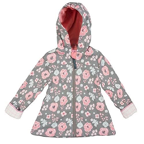 Stephen Joseph Raincoat, Charcoal Floral, 6/6X
