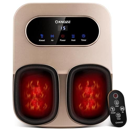 KNQZE Foot Massager with Heat and Remote, Shiatsu Deep Kneading Feet Massager for Plantar Fasciitis & Neuropathy, Foot Warmer, Gifts for Mom Women Men Dad, Fits Up to Men Size 12(Gold)