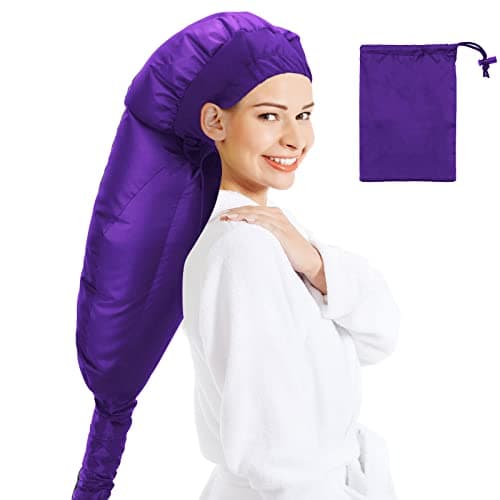 Hair Dryer Bonnet - Upgraded Hooded Hair Dryer with Adjustable Extra Large Hood for Easy Styling, Curling and Deep Conditioning, Includes Free Carrying Case for Portable Hair Drye Cap(Purple)