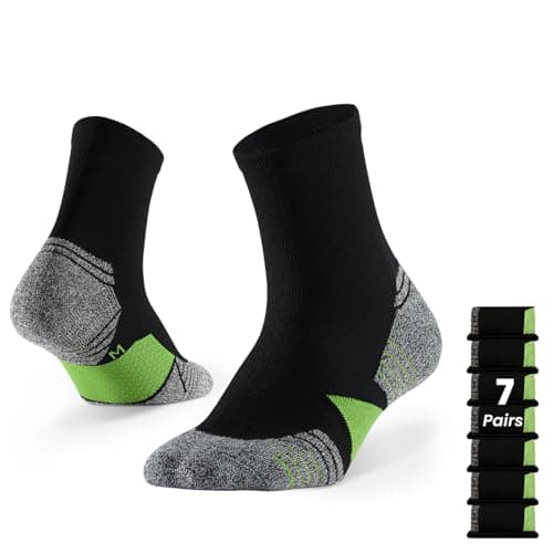 WANDER Mens Athletic Socks 7 Pairs Thick Cushioned Moisture-wicking Ankle Running Low Cut Basketball Socks